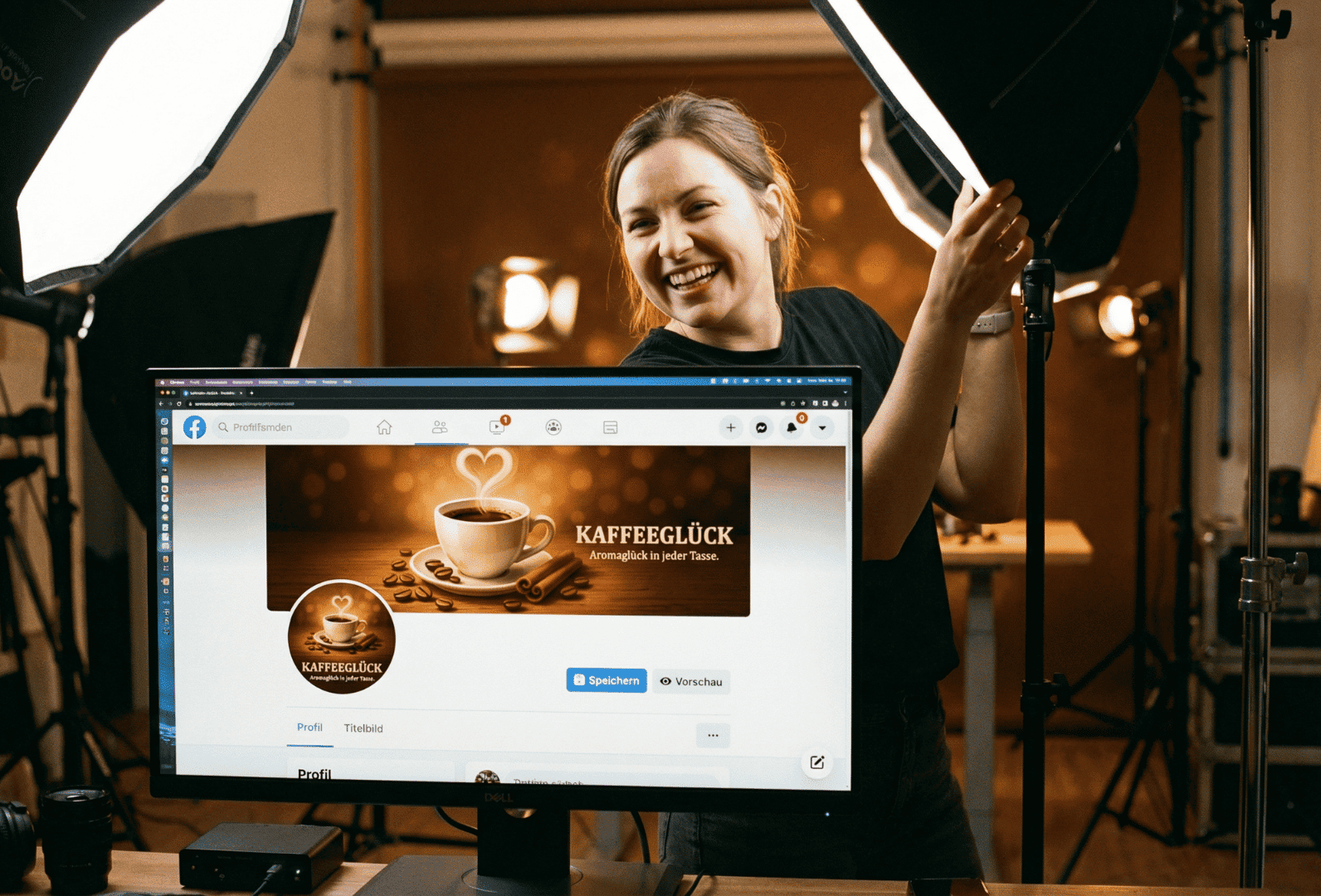 Social Media Content Erstellung für Kaffeeglück Marke im professionellen Fotostudio