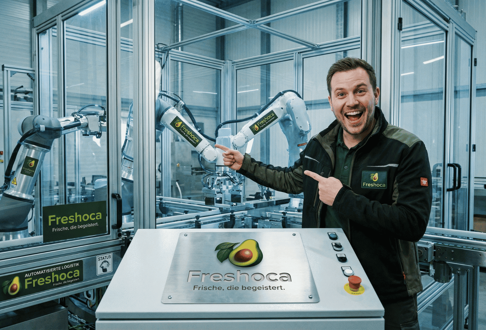 Automatisierte Produktionsanlage mit Industrierobotern für effiziente Lebensmittelverarbeitung